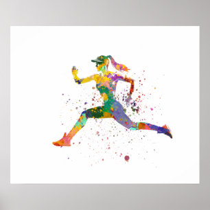 Läuferin in Aquarell Poster