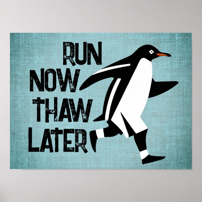 Läufiges Pinguin-Motivierend Poster (Vorne)