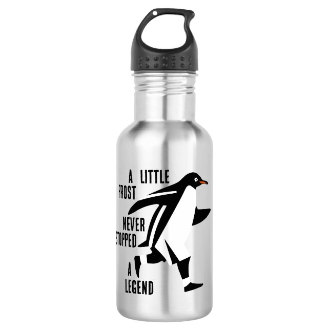 Läufiges Pinguin-Motivierend Poster Edelstahlflasche (Vorderseite)