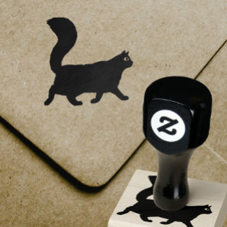Laufkatze | Langhaarige Kitty mit fließendem Schwa Gummistempel