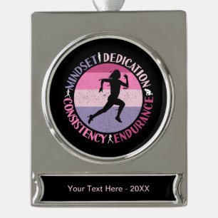 Laufmentalität - Zitat über Ausdauer für Mädchen Banner-Ornament Silber