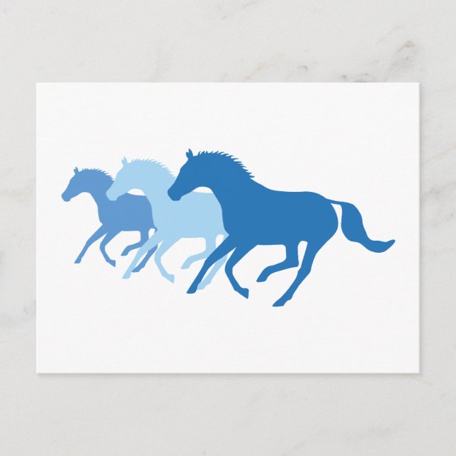 Laufpferd (blau) postkarte (Vorderseite)