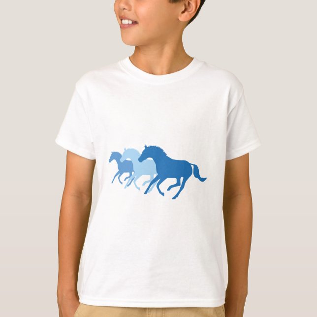 Laufpferd (blau) T-Shirt (Vorderseite)