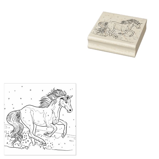 Laufpferd im Schnee Gummistempel (Stempel)