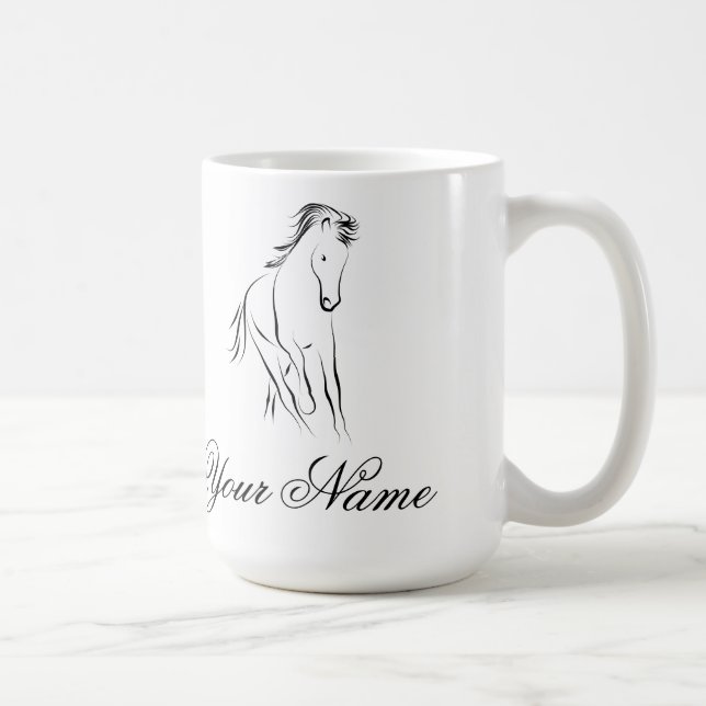 Laufpferd in schwarzer Farbe Kaffeetasse (Rechts)