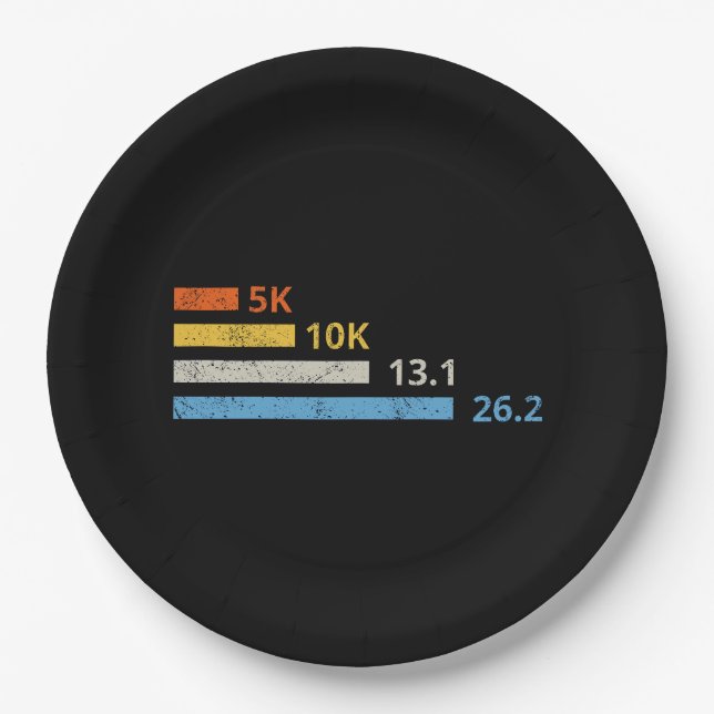 Laufstrecken I - 5K 10K 13,1 26,2 Marathonläufer Pappteller (Vorderseite)