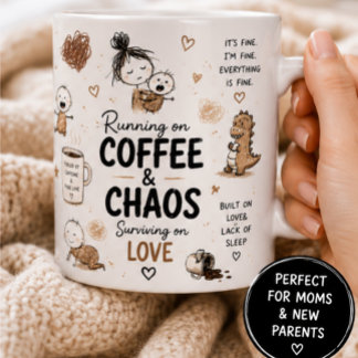 Läuft auf Kaffee & Chaos Mama Humor  Kaffeetasse