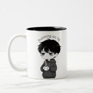 Läuft mit 1 Prozent nachvollziehbarer Chibi-Kaffee Zweifarbige Tasse
