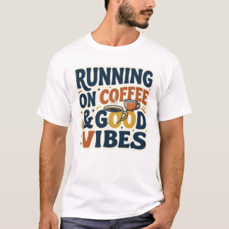 Läuft mit Kaffee und guter Laune Lustiger Kaffeeli T-Shirt