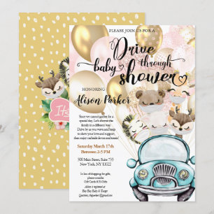 Laufwerk durch Babydusche für MÄDCHEN   Safari Fri Einladung