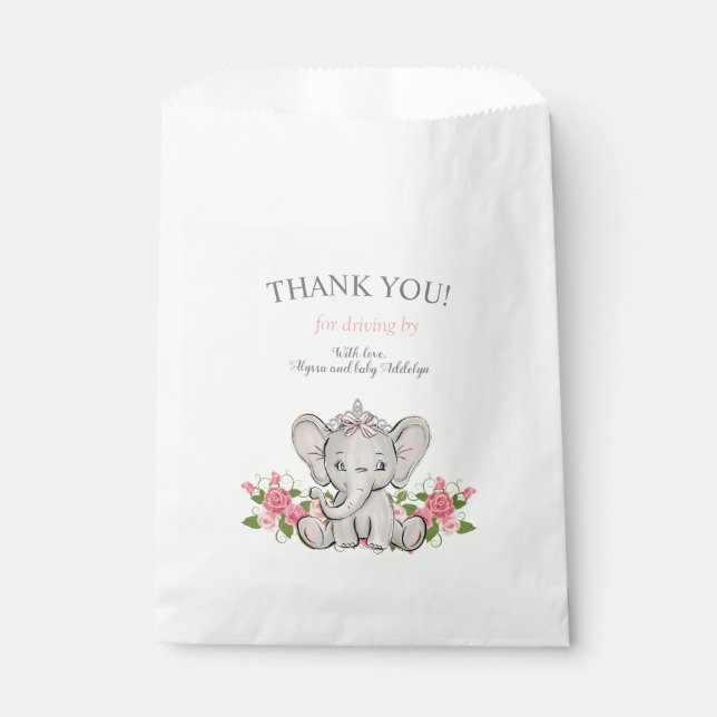 Laufwerk durch Elephant Baby Girl Dusche Geschenktütchen (Vorderseite)