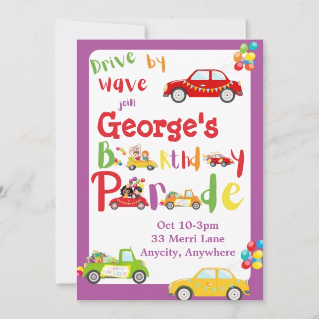 Laufwerk durch Geburtstag Verschiedenes Design Ein Einladung (Vorderseite)