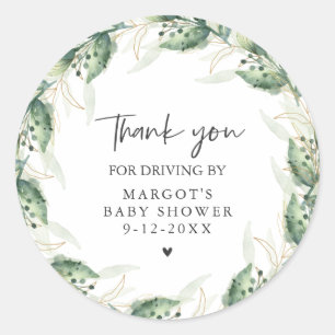 Laufwerk mit Baby-Dusche Grün und Gold Runder Aufkleber