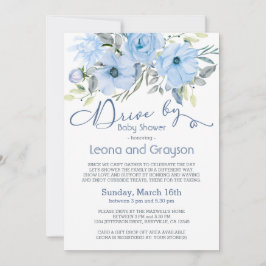 Laufwerk mit Babydusche Dusty Blue Watercolor Flor Einladung
