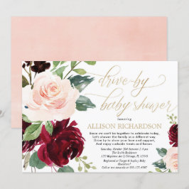 Laufwerk mit Babydusche rosa goldbordeauxfarben Einladung