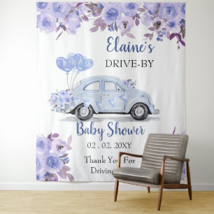 Laufwerk mit Floral Blue Drive durch Duschvorhang Wandteppich