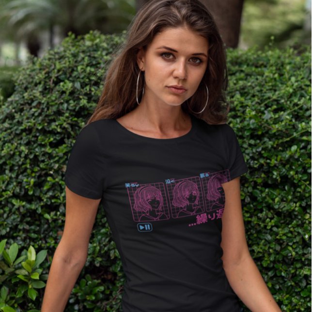 Laugh Cry Sleep Anime Girl T-Shirt (Von Creator hochgeladen)