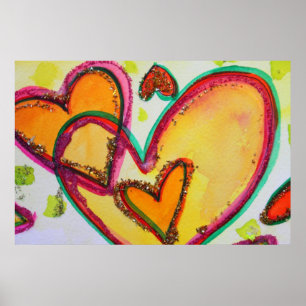 Laugh Hearts Connect Peinture Art Poster Imprimer