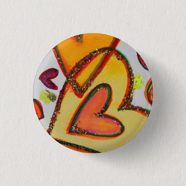 Laugh Hearts Crossing Art Buttons oder Lapel Pins (Vorderseite)