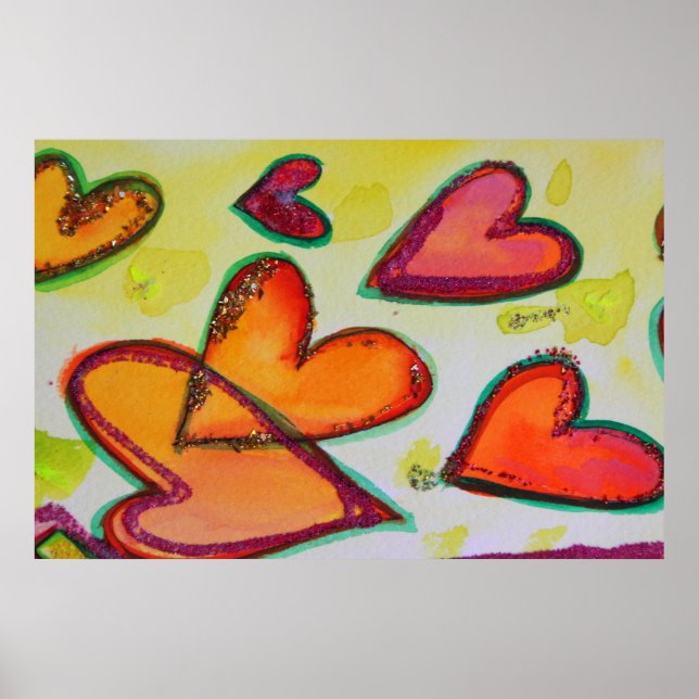Laugh Hearts Painting Art Poster Print (Vorne)