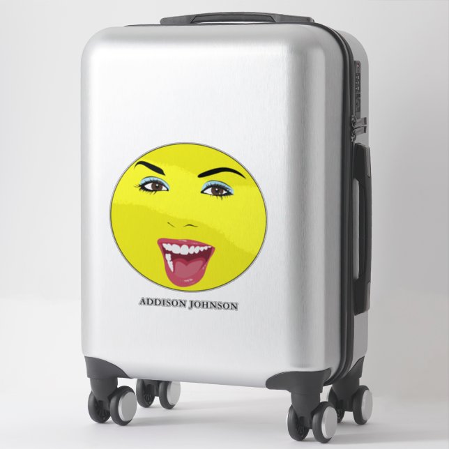 Laugh Hübsche Frau Glamourous Chic Yellow Name 14" Aufkleber (Koffer)
