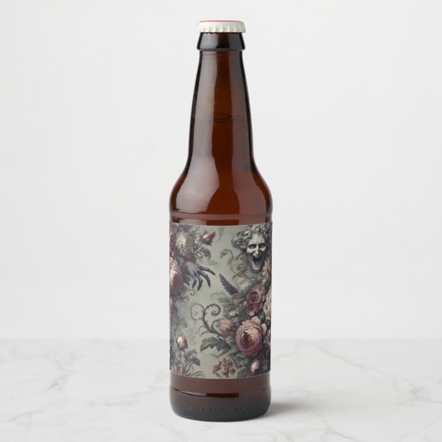 Laugh Lines - Gothic Floral Bierflaschenetikett (Vorderseite)