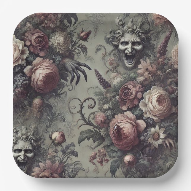 Laugh Lines - Gothic Floral Pappteller (Vorderseite)