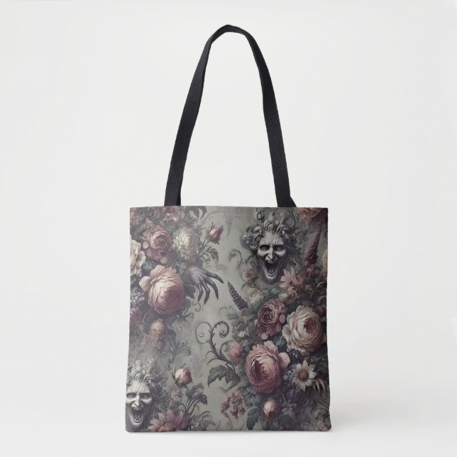 Laugh Lines - Gothic Grotesque Floral Barock Tasche (Vorderseite)