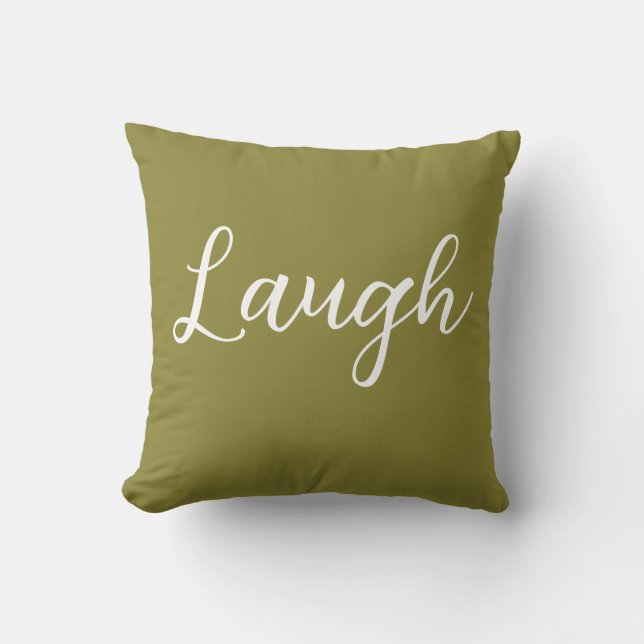 Laugh Throw Kissen Olive Green (Vorderseite)