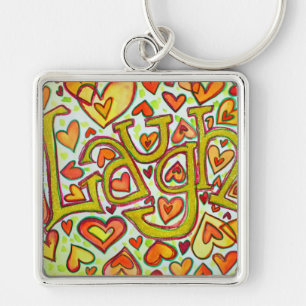 Laugh Word Glitzer Art Painting Schlüsselanhänger