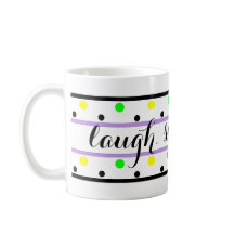 Laugh Zitat Lila Gelbe grüne Polka Punkte