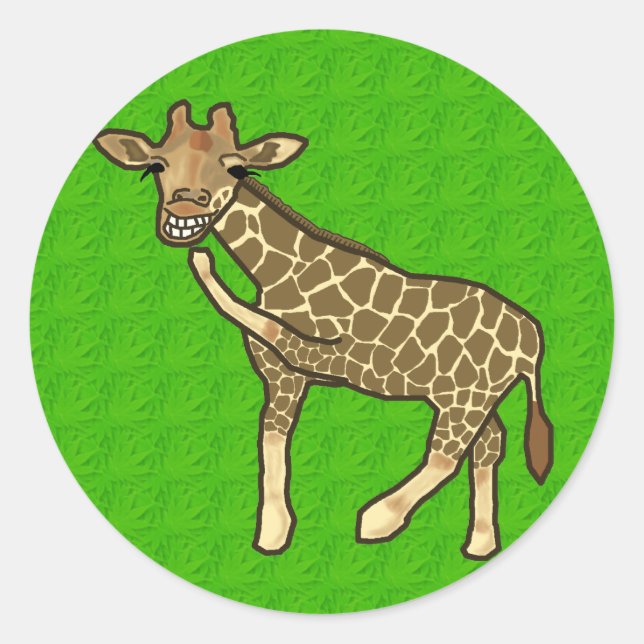 Laughing Giraffe Niedlich handGezeichnet Cartoon T Runder Aufkleber (Vorderseite)