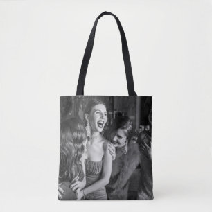 Laughing Girls: stilvolles schwarz-weißes Foto Tasche