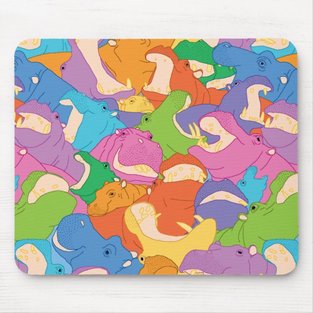 Laughing Hippos - bright colours Mousepad (Vorne)