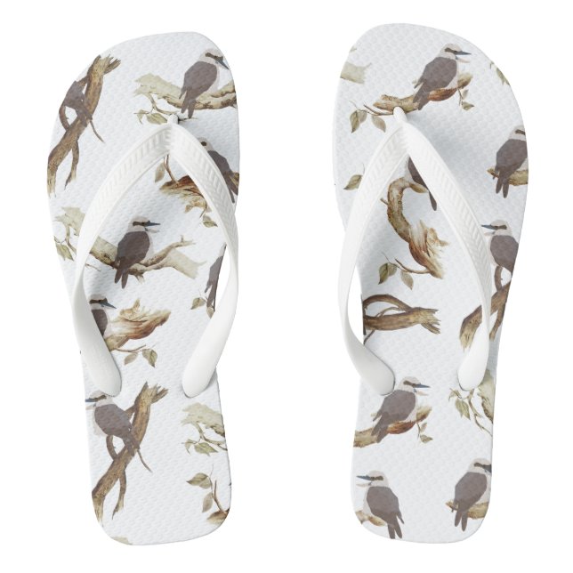 Laughing Kookaburra Australian Bird Eucalyptus Flip Flops (Fußbett)