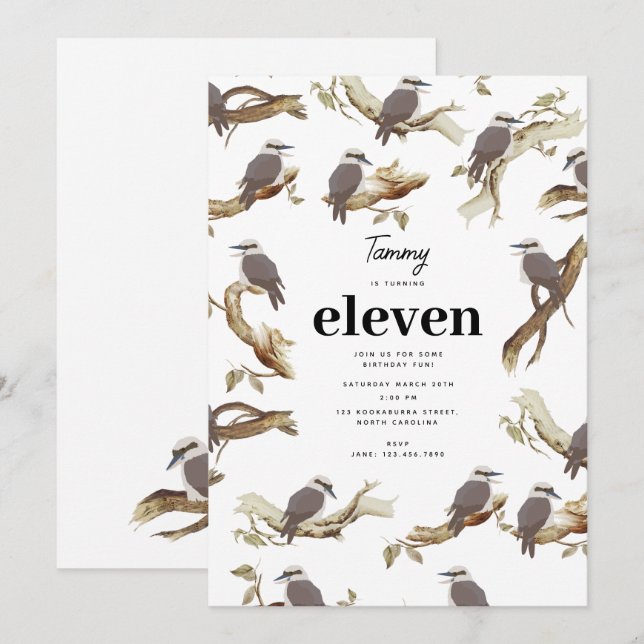 Laughing Kookaburra Australian Eucalyptus Birthday Einladung (Vorne/Hinten)