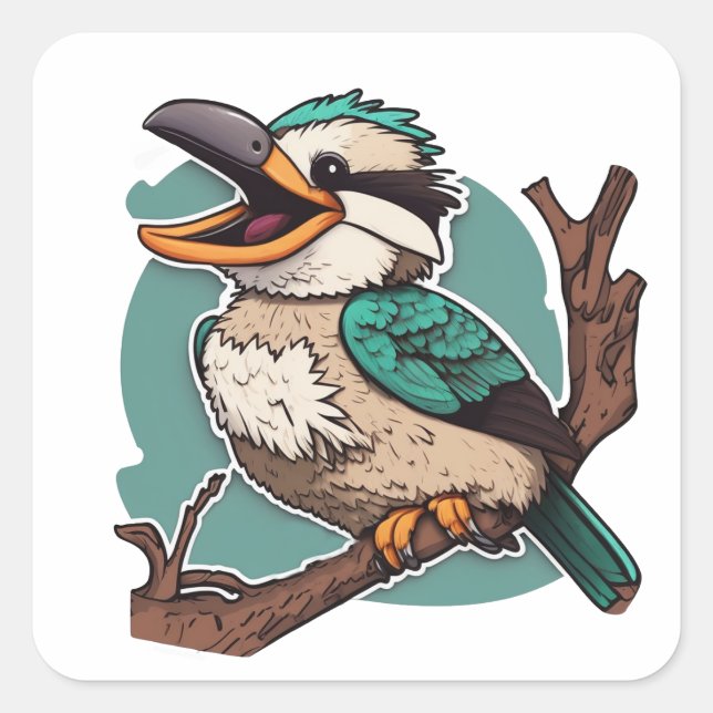 Laughing Kookaburra Quadratischer Aufkleber (Vorderseite)