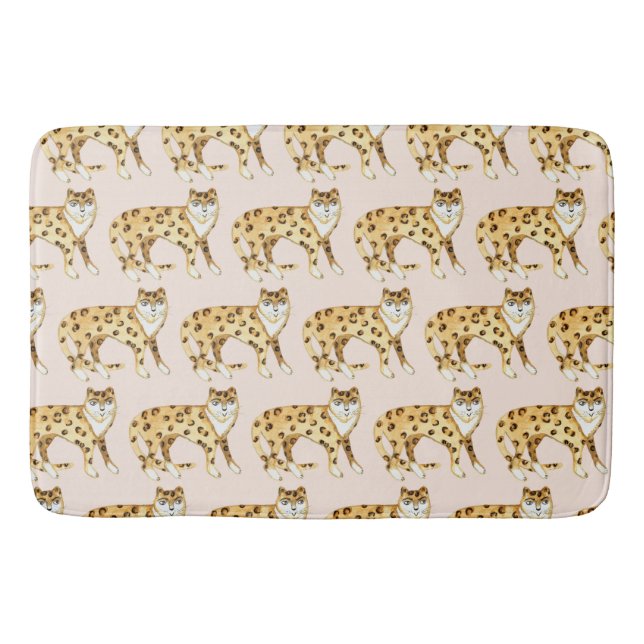 Laughing Leopards lächeln Katzen Muster rosa Badematte (Vorderseite)