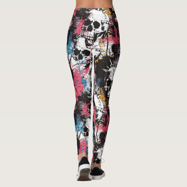 Laughing Punk Rock Skull Leggings - Cool & Spaß (Rückseite)