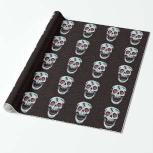 Laughing Red Glitzer Eye Skull Geschenkpapier