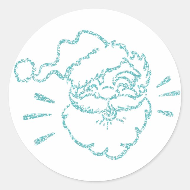 Laughing Santa Claus | Aqua Aquamarin Modern Spark Runder Aufkleber (Vorderseite)