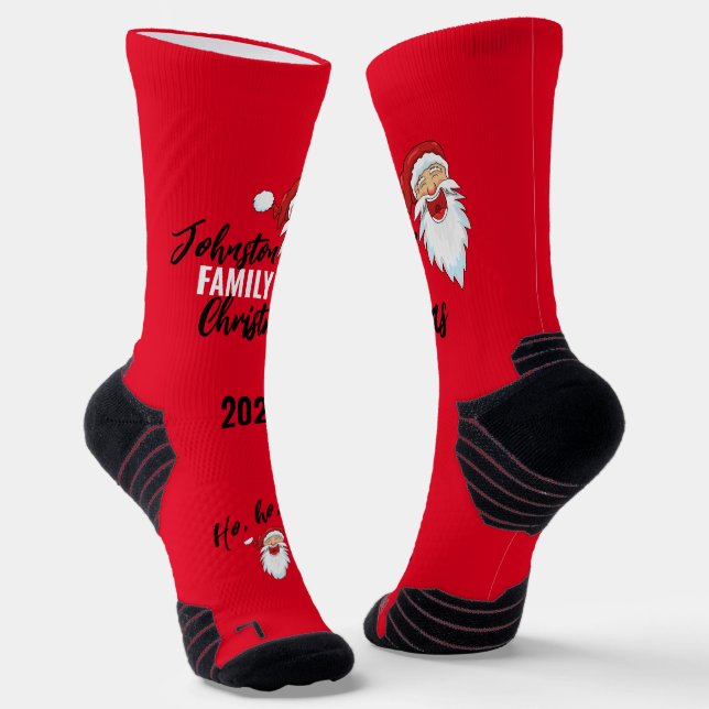 Laughing Santa Matching Familie Weihnachtssocken Socken (Gewinkelt)