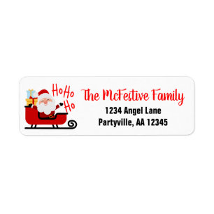 Laughing Santa Sleigh Weihnachtsadressen Labels