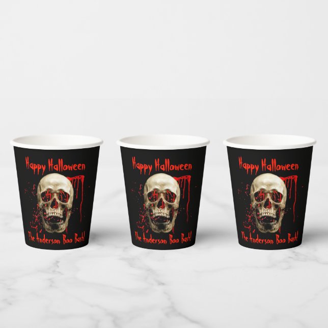 Laughing Skull Black and Red Halloween-Party Pappbecher (Multi)
