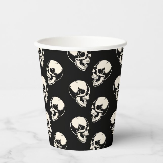 Laughing Skulls Pattern Halloween Paper cup Pappbecher (Vorderseite)