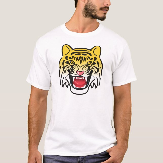 Laughing Tiger Face Artwork T-Shirt (Vorderseite)