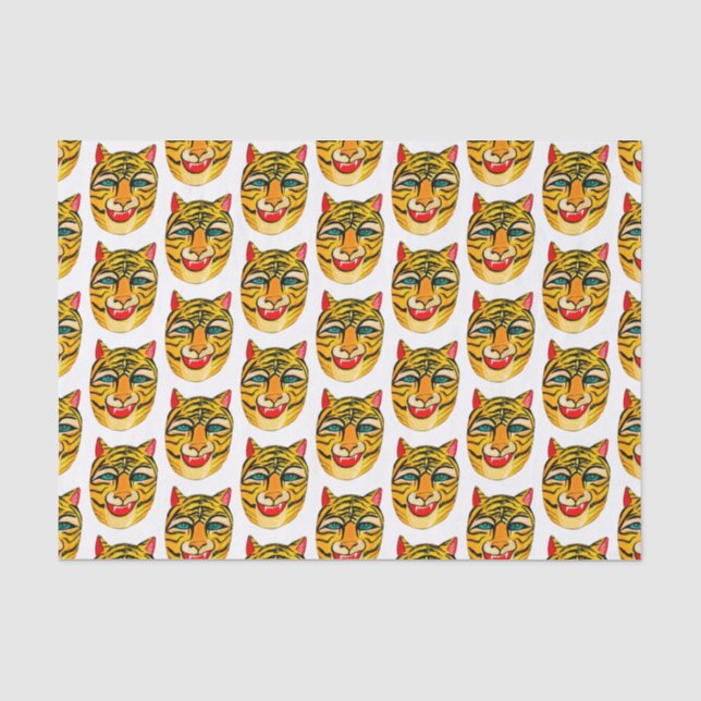 Laughing Tiger Wasserfarbmuster Seidenpapier (Vorderseite)