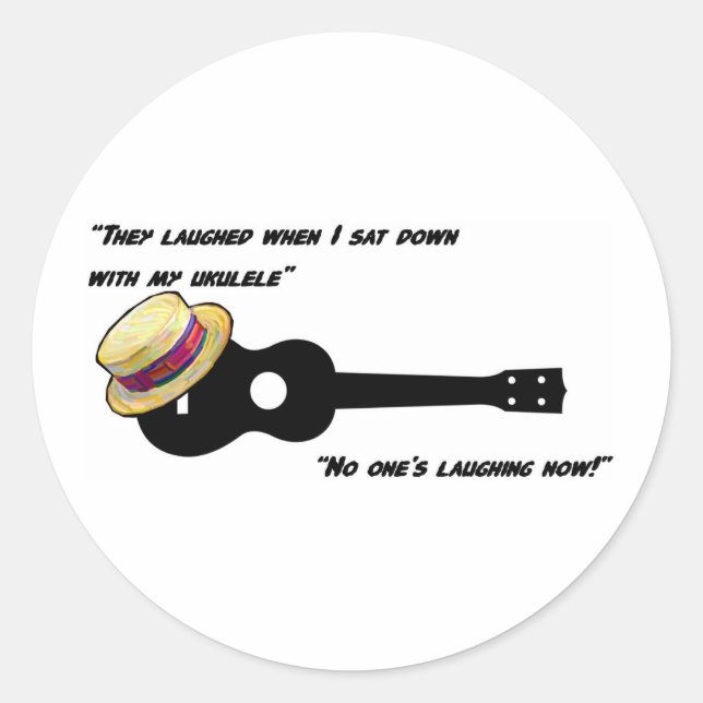 Laughing Ukulele Runder Aufkleber (Vorderseite)