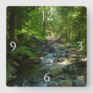 Laughingwater Creek im Mount Rainier National Park Quadratische Wanduhr