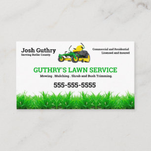 Launch Service Business Card mit Zero Turn Mäher Visitenkarte